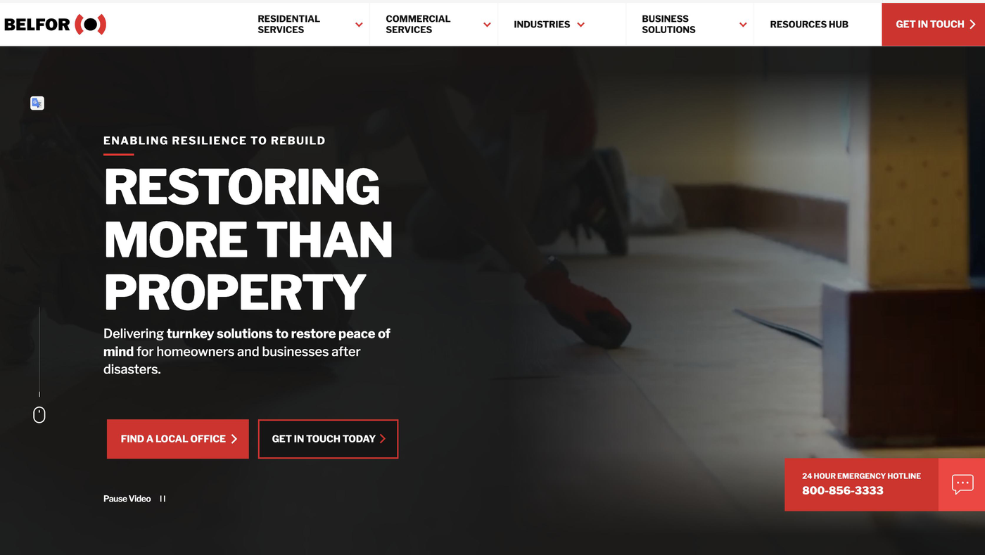 BELFOR production homepage: Restoring More Than Property